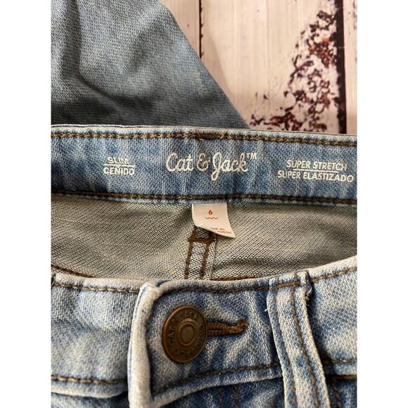 Cat & Jack Slim Super Stretch Blue Jeans Girls Sz 6 - Picture 2 of 12